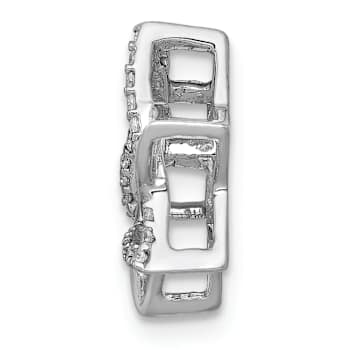 Rhodium Over 14k White Gold Diamond Star of David Chain Slide Pendant