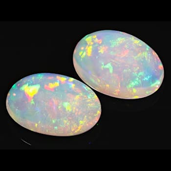 Ethiopian Opal 14x10mm Oval Cabochon Matched Pair 7.4ctw