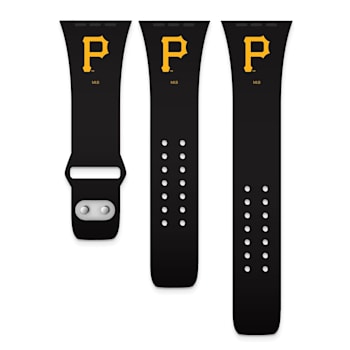 Gametime MLB Pittsburgh Pirates Black Silicone Apple Watch Band (38/40mm
M/L). Watch not included.