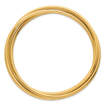 14K Yellow Gold Polished 3 Intertwined Slip-on Bangle