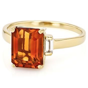 Citrine Rectangular Octagonal And White Zircon Ring In 18K Gold Over
Sterling Silver 3.11ctw