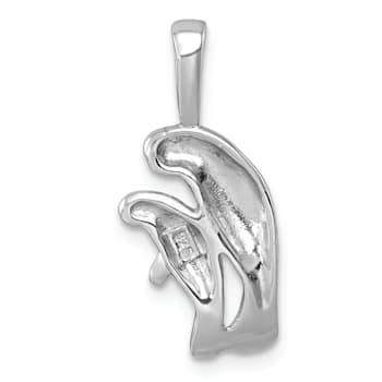Rhodium Over Sterling Silver Polished Manatee And Baby Pendant