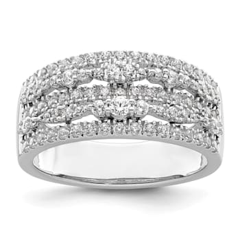 Rhodium Over 14K White Gold Diamond Band 0.88ctw