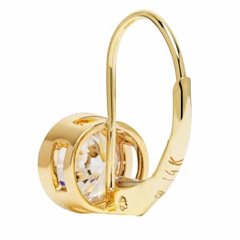 White Cubic Zirconia 14k Yellow Gold Earrings With Velvet Gift Box 2.00ctw