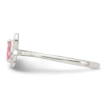 Sterling Silver Polished Pink Cubic Zirconia Butterfly Children's Ring