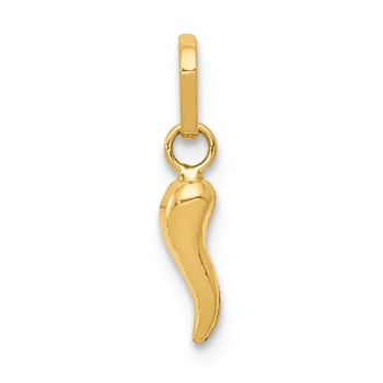 14k Yellow Gold 3D Italian Horn Pendant