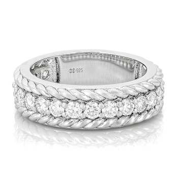 Moissanite Band Ring In Platinum-Enhanced Sterling Silver 1.14ctw
Diamond Equivalent Weight