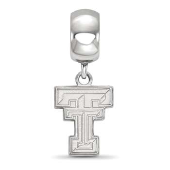 Sterling Silver Rhodium-plated LogoArt Texas Tech University Small
Dangle Bead
