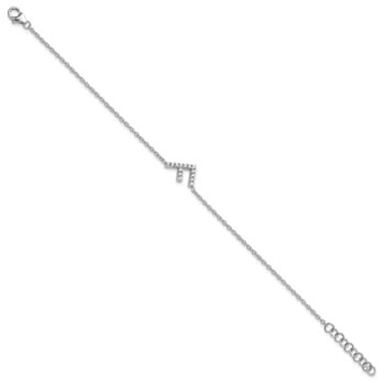 Rhodium Over 14k White Gold Diamond Sideways Letter F Bracelet