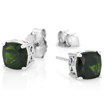Chrome Diopside Solitaire Stud Earrings In Sterling Silver 2.67ctw