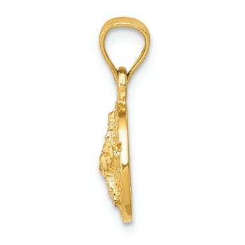 14k Yellow Gold Diamond-Cut and Textured Sand Dollar Pendant