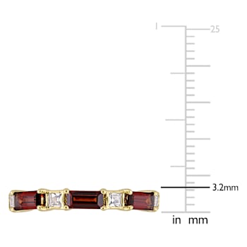 Garnet and White Topaz 10K Yellow Gold Ring 1.18ctw