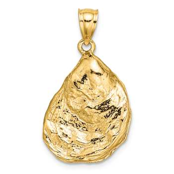 14k Yellow Gold Textured 3D Oyster Shell Charm