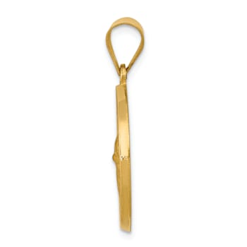 14k Yellow Gold Polished and Satin Saint Gerard Medal Pendant