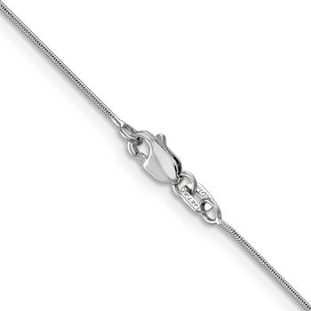 Rhodium Over 14k White Gold 0.8mm Solid Round Snake 14 Inch Chain