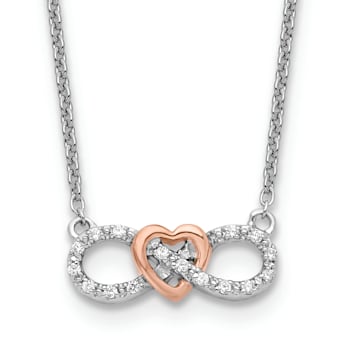 14K Two-Tone Lab Grown Diamond Heart Infinity Necklace