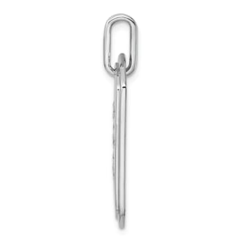 Rhodium Over 14k White Gold Diamond Initial E Dog Tag Charm