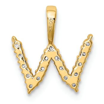 14K Yellow Gold Lab Grown Diamond Letter W Initial Pendant