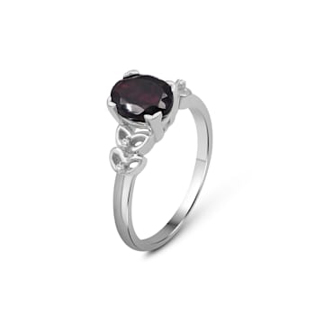 Red Garnet And White Diamond Sterling Silver Ring 1.63ctw