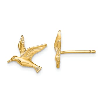 14k Yellow Gold Polished Seagull Stud Earrings