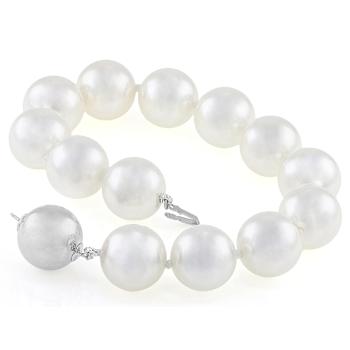 Large White South Sea Simulant Pearl Bracelet In Sterling Silver