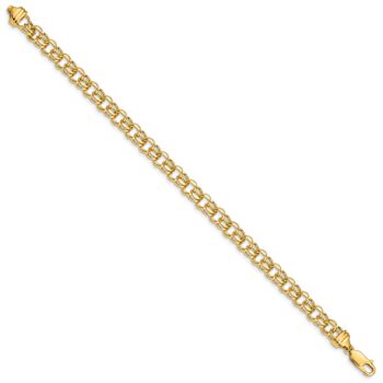 10k Yellow Gold 5.5mm Solid Diamond-Cut Double Link Charm Bracelet