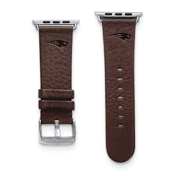 Gametime New England Patriots Leather Band fits Apple Watch (42/44mm S/M
Brown). Watch not included.