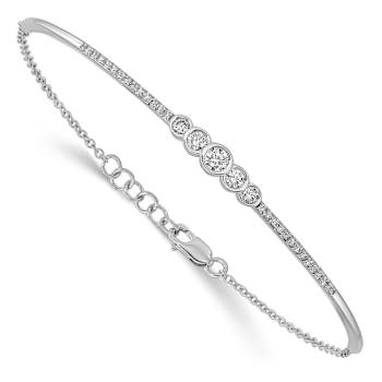 Rhodium Over 14K White Gold Lab Grown Diamond Bezel Set Bar Bracelet 0.515ctw