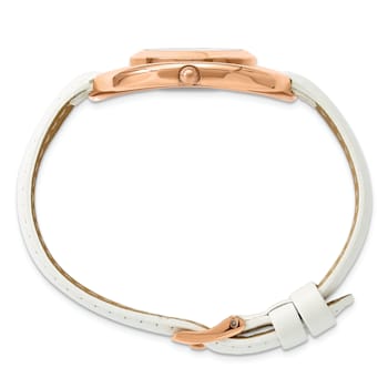 Ladies Charles Hubert Rose Finish Brass Silver-tone Dial Modern Circle Watch