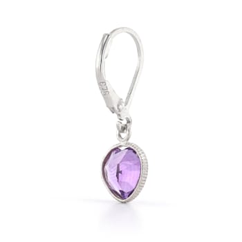 Purple Heart Shape Amethyst Sterling Silver Earrings 3ct