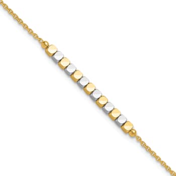 14K Two-tone Beaded 7.5-inch Bracelet
