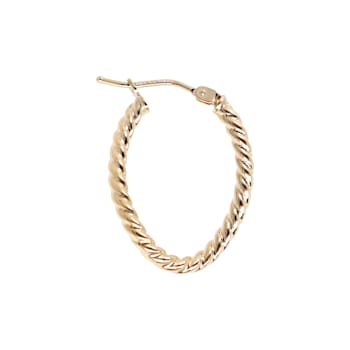 14K Yellow Gold Twisted Wavy 3/4" Oval Hoop Earrings