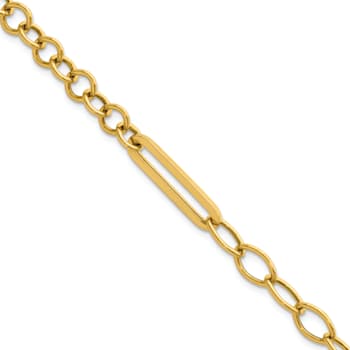 14K Yellow Gold Fancy Link 8 Inch Toggle Bracelet
