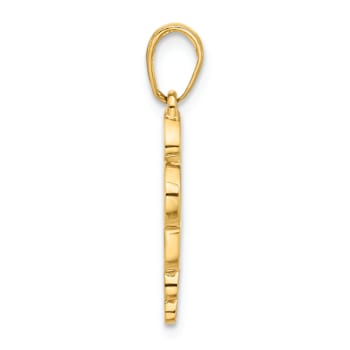 14k Two-tone Gold Diamond-cut It's A Girl Heart Pendant