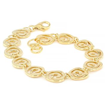 Spiral Station Bracelet In 14K Gold Over Sterling Silver