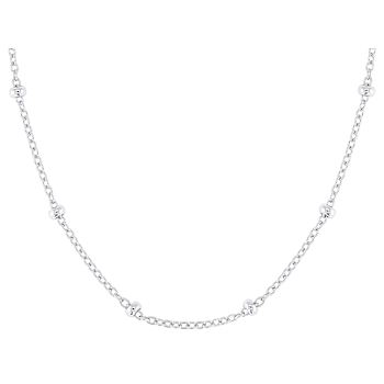 Cable Station Chain Necklace In Sterling Silver