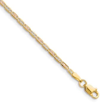 14k Yellow Gold, 14k White Gold and 14k Rose Gold 2.0mm Pavé Valentino
Link Bracelet