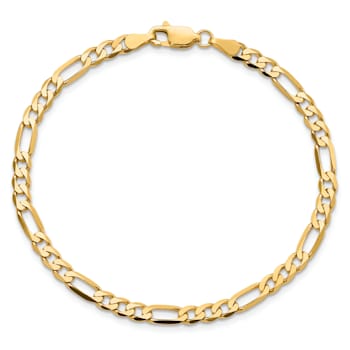 14K Yellow Gold 4mm Flat Figaro Chain Bracelet