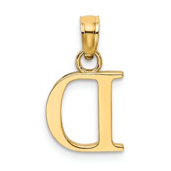 14k Yellow Gold Polished Block Letter D Initial Pendant