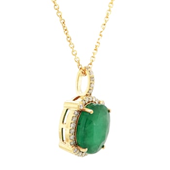 4.99 Ctw Emerald and 0.24 Ctw White Diamond Pendant in 14K YG