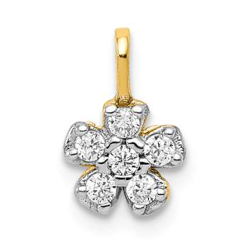 10k Yellow Gold and Rhodium Over 10k Yellow Gold Small Cubic Zirconia
Flower Charm