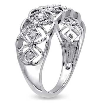 Diamond Accent Open Design Band Ring In Sterling Silver