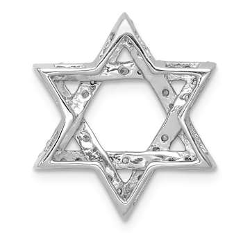 Rhodium Over 14k White Gold Diamond Star of David Chain Slide Pendant