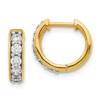 14K Yellow Gold Lab Grown Diamond SI1/SI2, G H I, Hinged Hoop Earrings