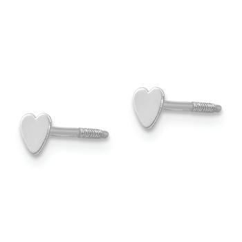 Rhodium Over 14k White Gold 4mm Tiny Heart Baby Stud Earrings