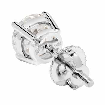 White Cubic Zirconia 14k White Gold Single Stud With Velvet Gift Box 1.30ctw