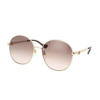 Gucci Gold Tone and Burgundy Frame / Brown Lens Sunglasses