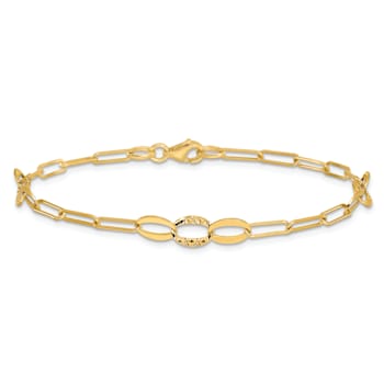 14K Yellow Gold Diamond-cut Paperclip Link 7.25-inch Bracelet