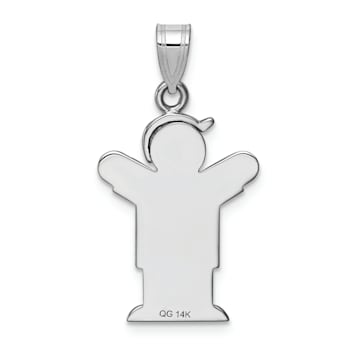 Rhodium Over 14k White Gold Satin Diamond Kid with Hat Pendant