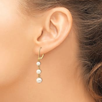14K Yellow Gold 4-6mm White Semi-round Freshwater Cultured Pearl
Gaduated Leverback Earrings